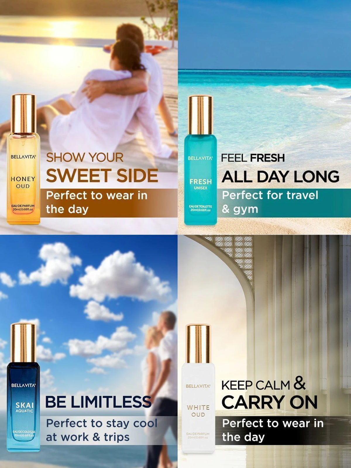 BELLAVITA Luxury Unisex Perfume Gift Set - 4x20 ML - 80 ml