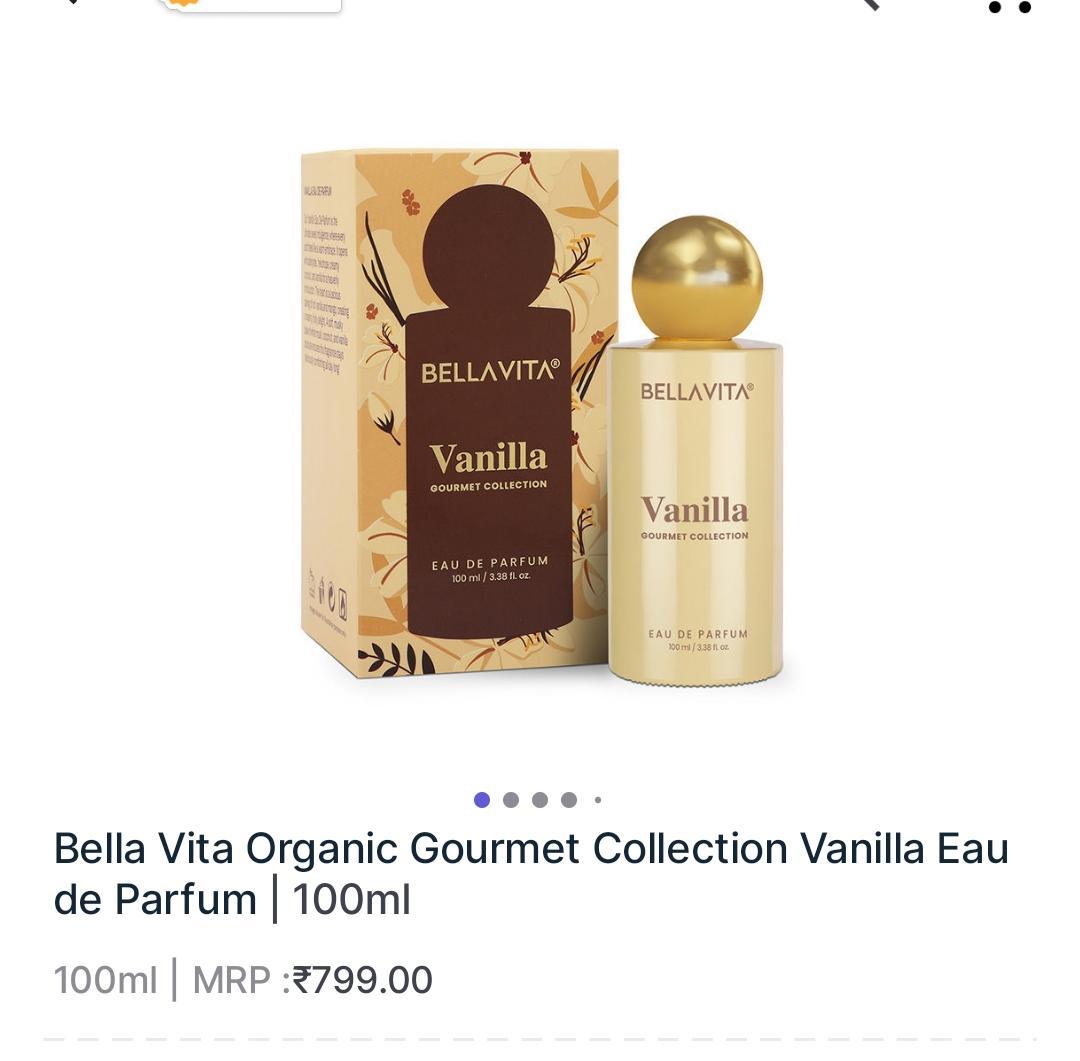 Bella Vita Organic Gourmet Collection Vanilla Eau De Parfum for Men & Women | Long-Lasting Luxury Fragrance | 100ml
