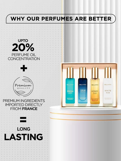 BELLAVITA Luxury Unisex Perfume Gift Set - 4x20 ML  -  80 ml