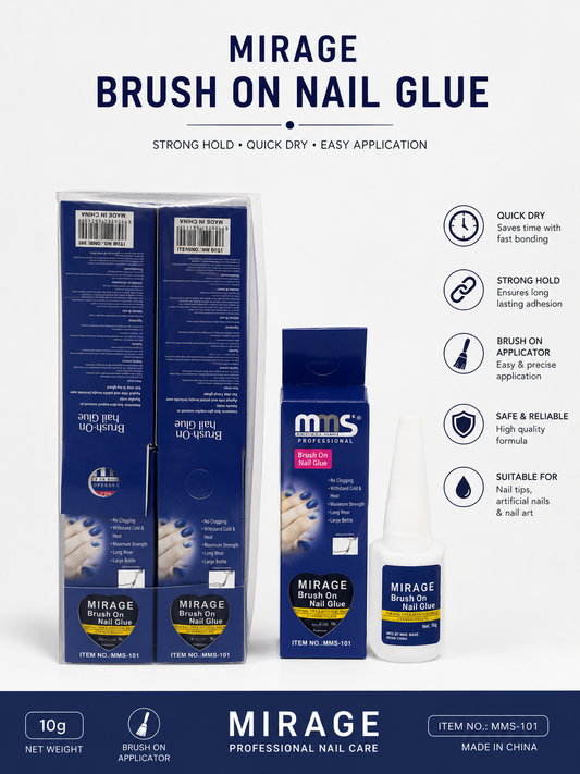 Mirage Professional Brush-On Nail Glue – Max Strength Clear Adhesive