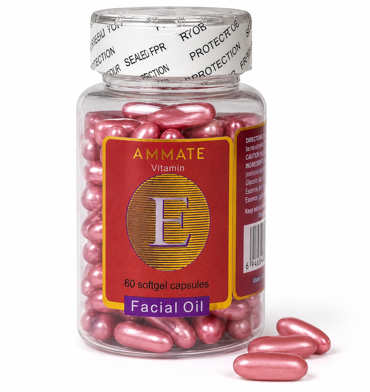 AMMATE Vitamin E Facial Oil Capsules (60 Softgel Capsules) – Nourishing Skin Care Serum - pack 3box