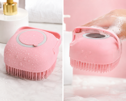 2-in-1 Silicone Bath Body Scrubber with Soap Dispenser | Soft Exfoliating Massage Brush for Shower & Bath - pack of 2 bath brush
