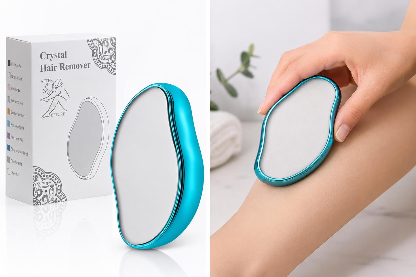 Crystal Hair Remover – Reusable Nano Glass Hair Removal Eraser for Painless Hair Removal - pack of 2pcs