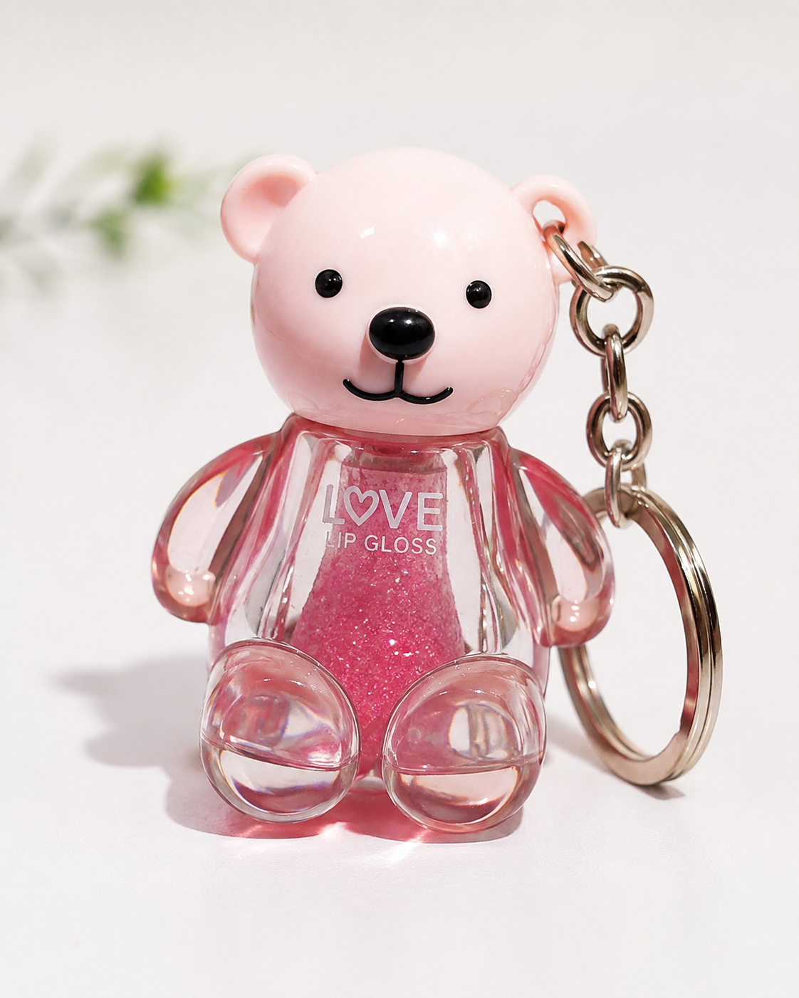 Cute Bear Lip Gloss Keychain – Moisturizing Gloss with Adorable Bear Design- pack of 4pcs