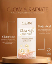 NICONI Professional Gluta-Kojic Skin Polish | Tan Removal & Skin Brightening Polish with Glutathione & Kojic Acid | pH Balanced | 200g