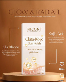 NICONI Professional Gluta-Kojic Skin Polish | Tan Removal & Skin Brightening Polish with Glutathione & Kojic Acid | pH Balanced | 200g