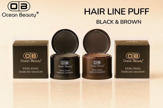 Ocean Beauty Pang Pang Hairline Shadow Puff | Instant Hairline Filling Powder | Hairline Concealer | Black & Brown | Natural Hairline Coverage