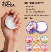 Hilary Rhoda Nail Polish Remover Pads | Alcohol-Free Nail Paint Remover Wipes | One Swipe Nail Polish Remover |