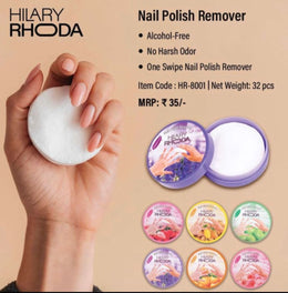 Hilary Rhoda Nail Polish Remover Pads | Alcohol-Free Nail Paint Remover Wipes | One Swipe Nail Polish Remover |