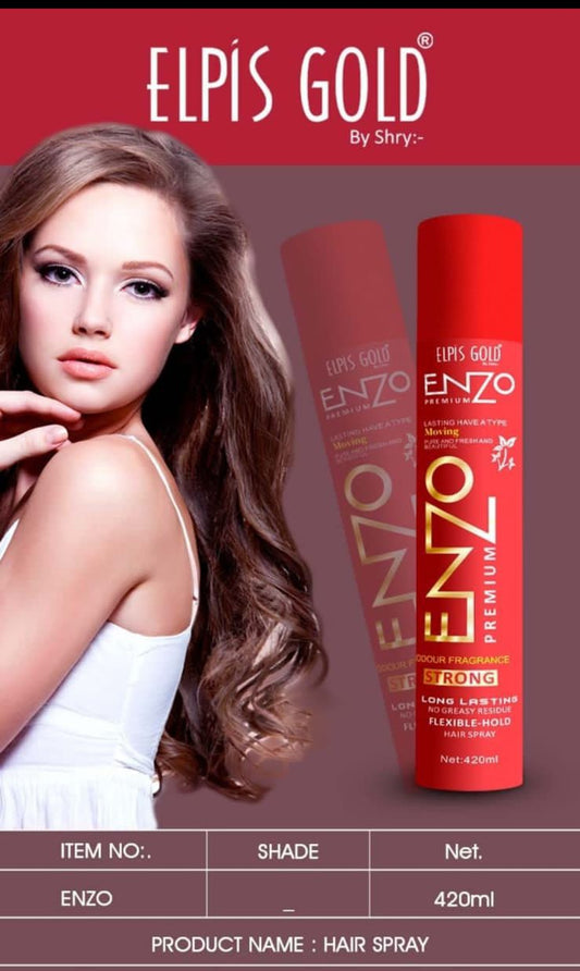 Elpis Gold ENZO Premium Strong Hold Hair Spray | Long Lasting Flexible Hold | No Greasy Residue | 420ml