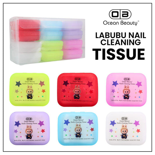 Ocean Beauty Labubu Nail Cleaning Tissue | Portable Nail Wipes | 25 Sheets | Assorted Colors- pack of 4PCS