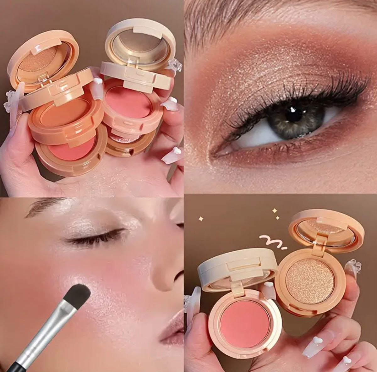 3-in-1 Highlighter, Blusher & Eyeshadow Makeup Compact