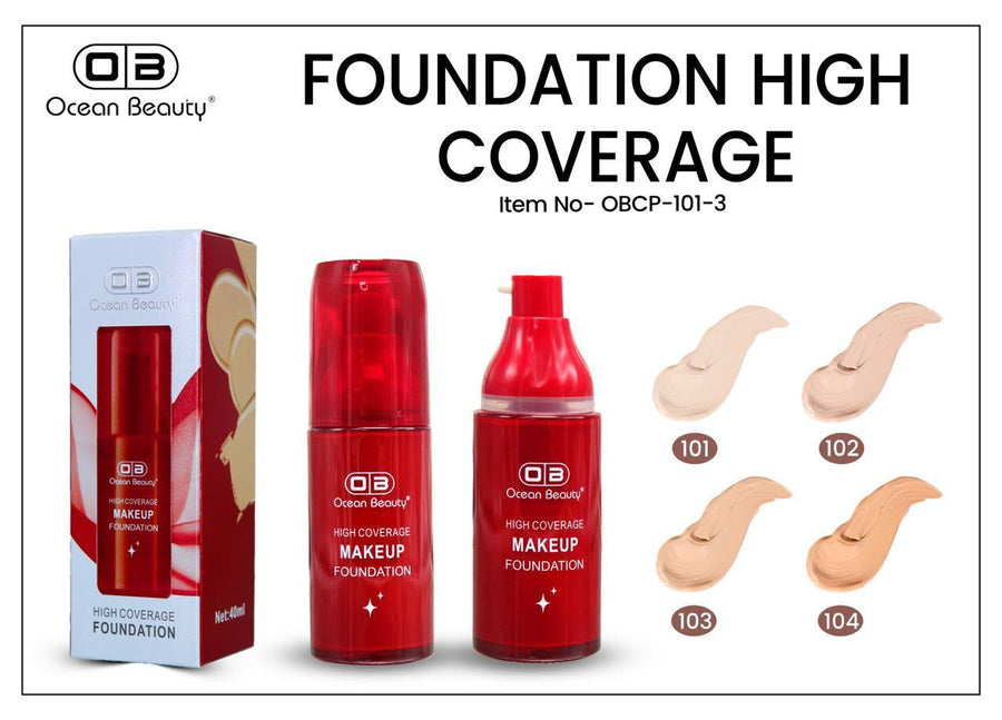Ocean Beauty High Coverage Makeup Foundation – Shades 101, 102, 103 & 104