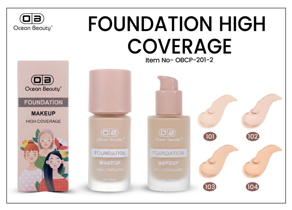 Ocean Beauty High Coverage Makeup Foundation – Shades 101, 102, 103 & 104