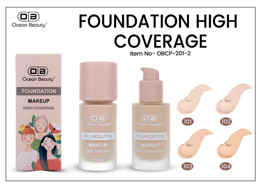 Ocean Beauty High Coverage Makeup Foundation – Shades 101, 102, 103 & 104